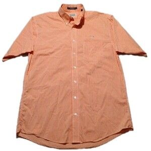 Stinson Gingham Plaid Orange Shirt Men's Medium Short Sleeve